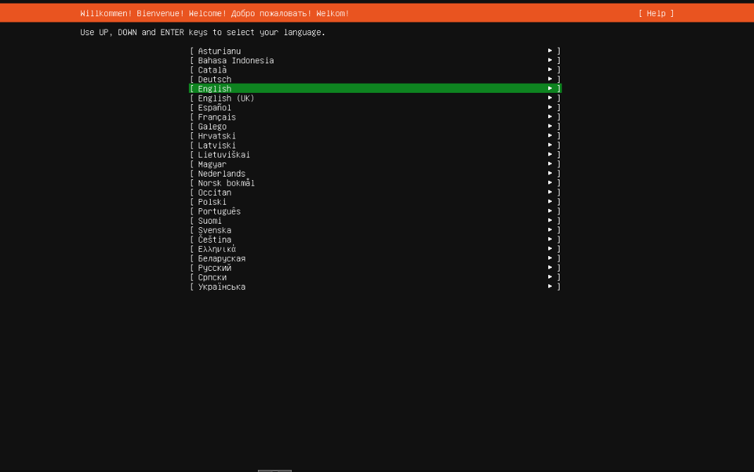 Ubuntu language select